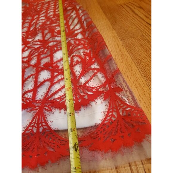 Anthropoligie Dress by Geisha Designs Red Embroidered Mesh Overlay Sleeveless 4 - Picture 7 of 11